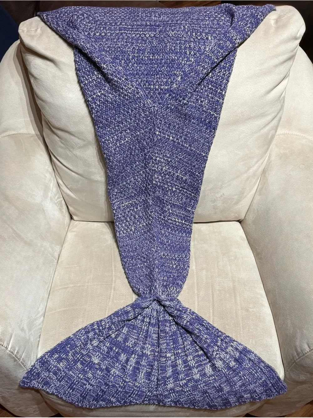 Crochet Mermaid Tail Knit Blanket / Sleeping Bag Throw- Coral Reef Purple